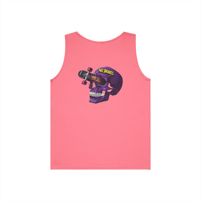 Skate Skull Tank Top – "No Brakes" Graphic Sleeveless Tee Printify