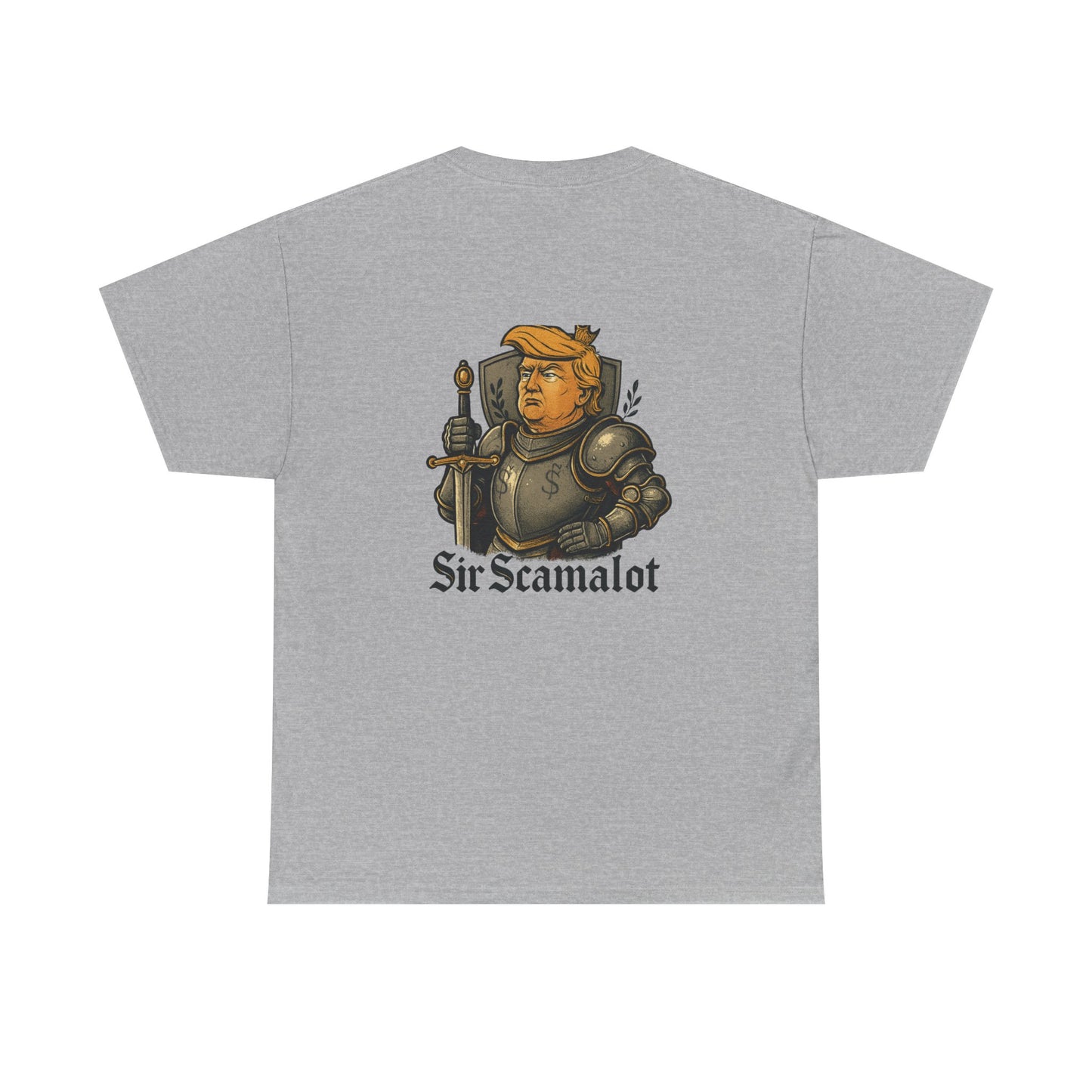 T-Shirt — "Sir Scamalot" Knight Satire Graphic Tee Printify
