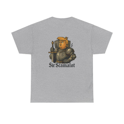 T-Shirt — "Sir Scamalot" Knight Satire Graphic Tee Printify