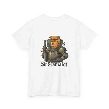 T-Shirt — "Sir Scamalot" Knight Satire Graphic Tee Printify
