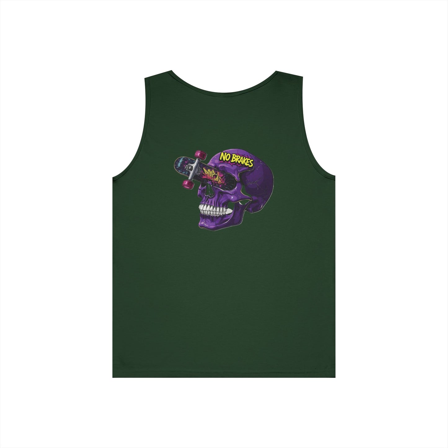 Skate Skull Tank Top – "No Brakes" Graphic Sleeveless Tee Printify