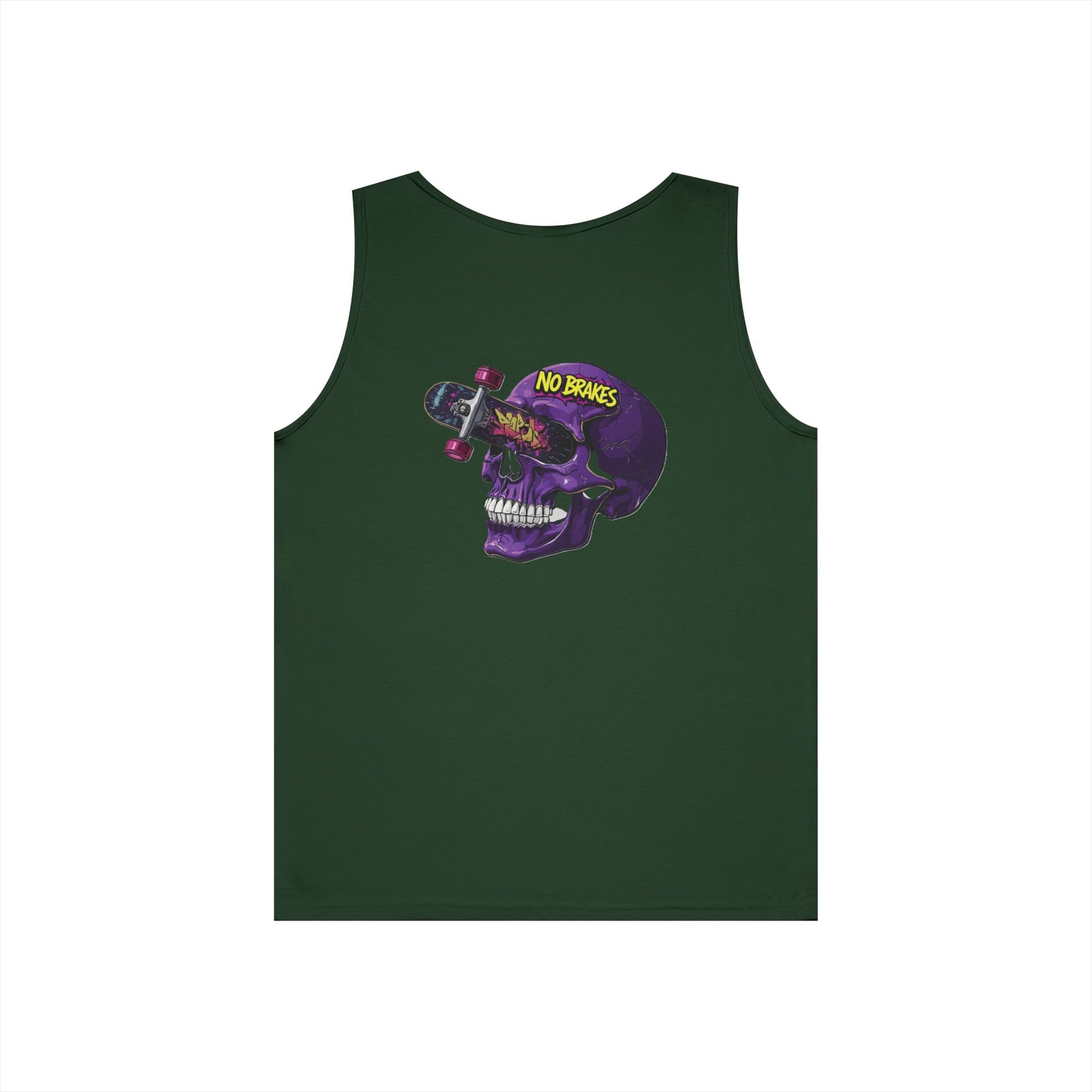 Skate Skull Tank Top – "No Brakes" Graphic Sleeveless Tee Printify