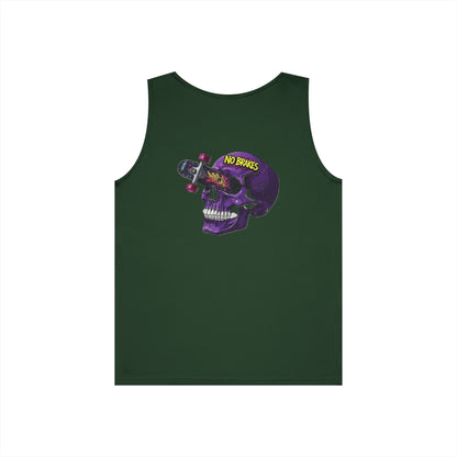 Skate Skull Tank Top – "No Brakes" Graphic Sleeveless Tee Printify