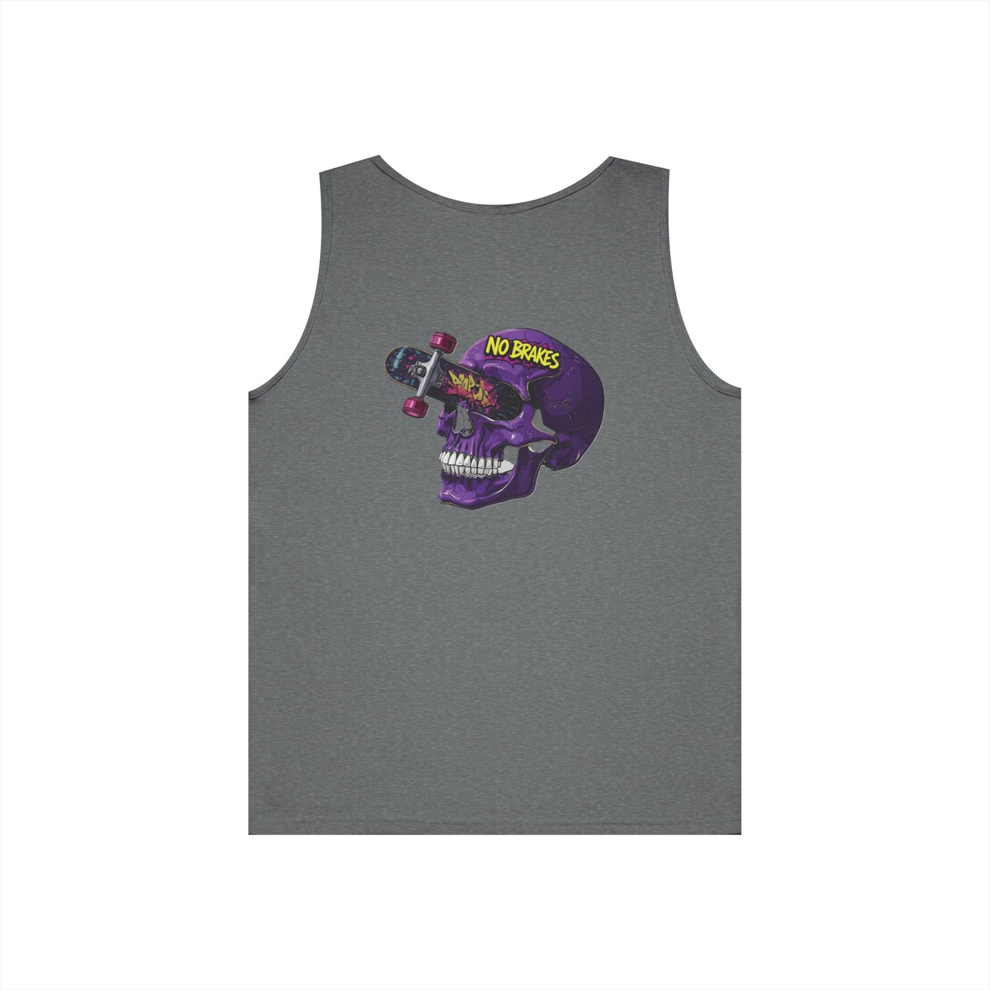Skate Skull Tank Top – "No Brakes" Graphic Sleeveless Tee Printify