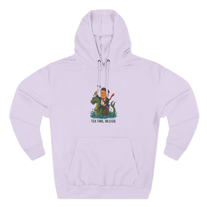 Nessie Tea Time Hoodie, Cozy Sweatshirt for Dragon Lovers, Gift for Tea Enthusiasts, Fun Highland Mythology Apparel, Comfortable Casual Wear Printify
