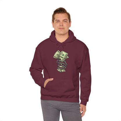 Custom Designed Heavy Blend™ Hooded Sweatshirt Skeletal Hand Gripping Stack of 100's front Printify