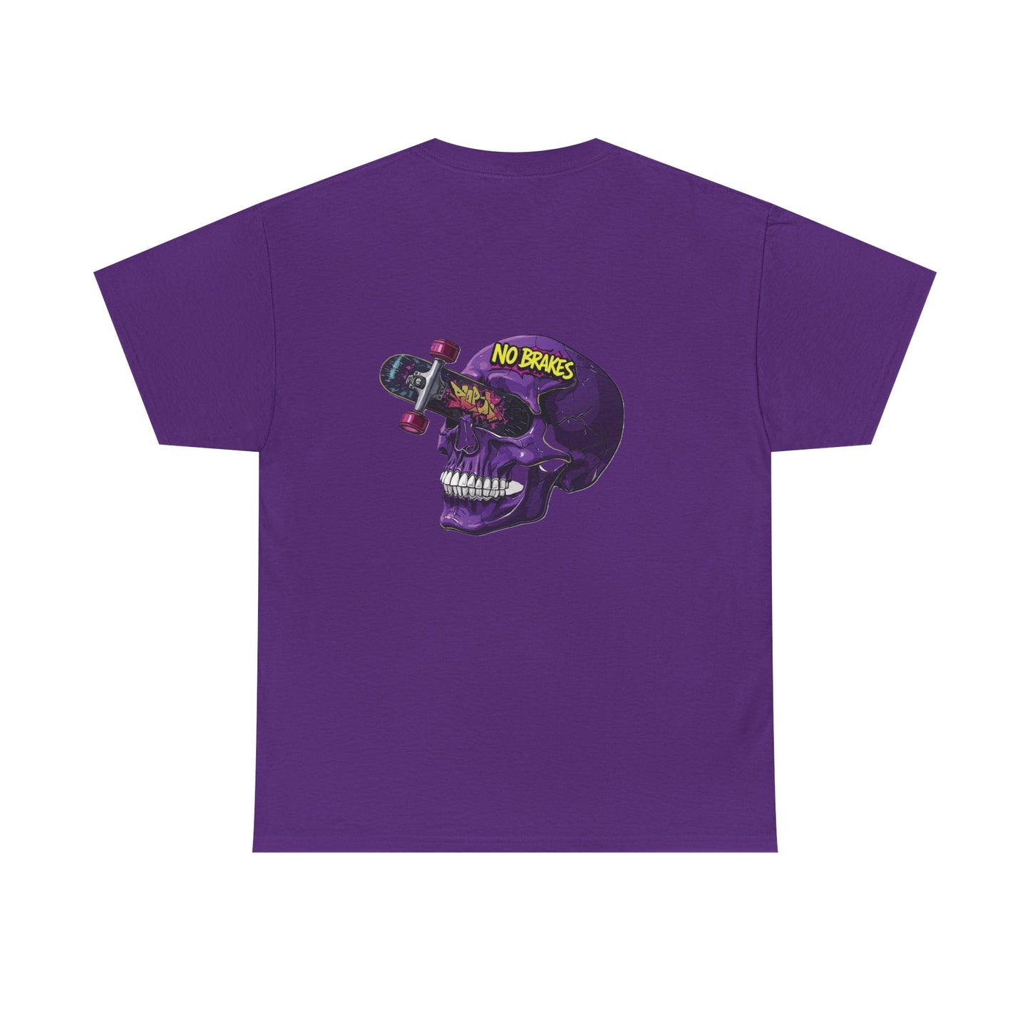 Skull Skateboard Tee — "No Brakes" Graphic Cotton Shirt Printify
