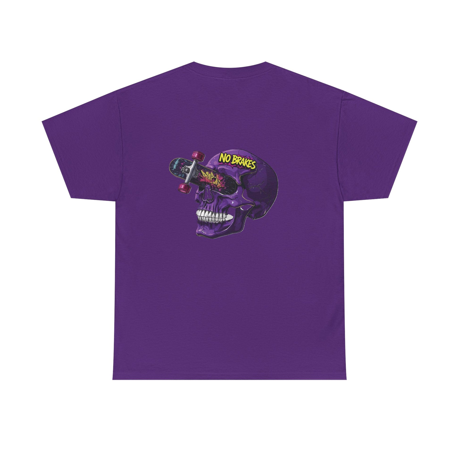 Skull Skateboard Tee — "No Brakes" Graphic Cotton Shirt Printify