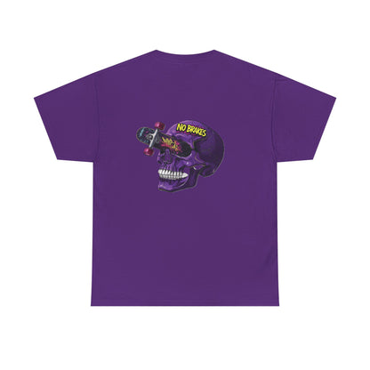 Skull Skateboard Tee — "No Brakes" Graphic Cotton Shirt Printify