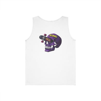 Skate Skull Tank Top – "No Brakes" Graphic Sleeveless Tee Printify