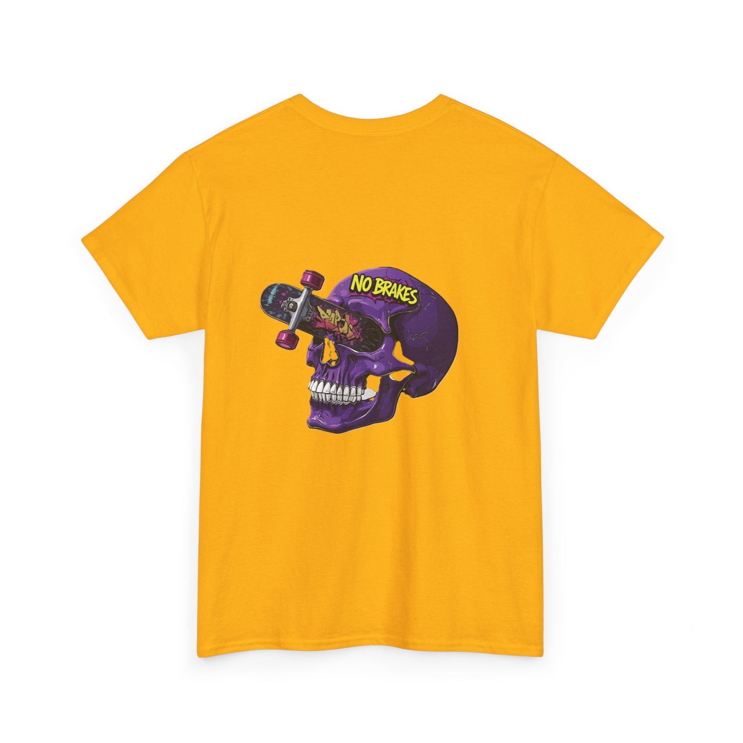 Skull Skateboard Tee — "No Brakes" Graphic Cotton Shirt Printify