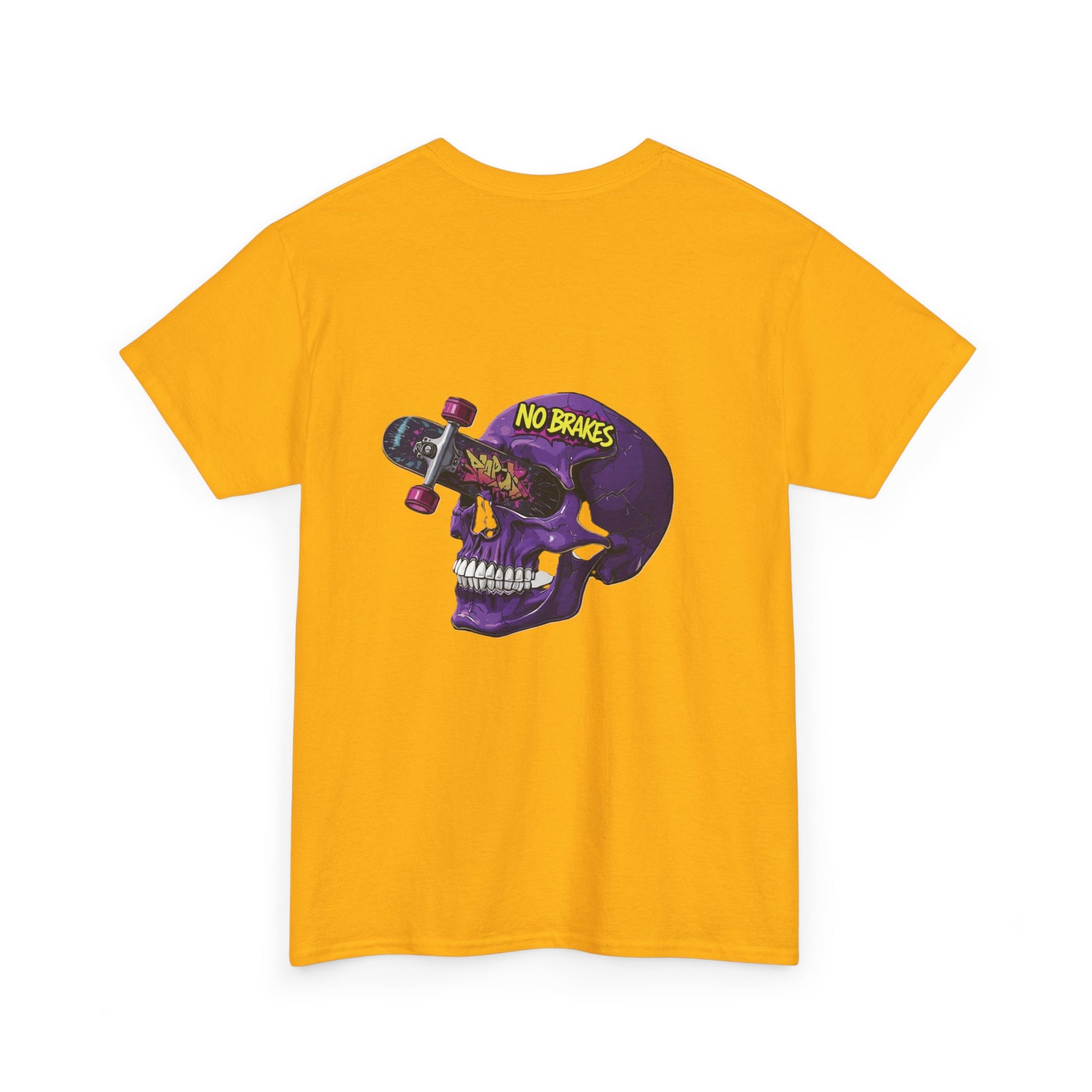 Skull Skateboard Tee — "No Brakes" Graphic Cotton Shirt Printify