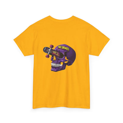 Skull Skateboard Tee — "No Brakes" Graphic Cotton Shirt Printify