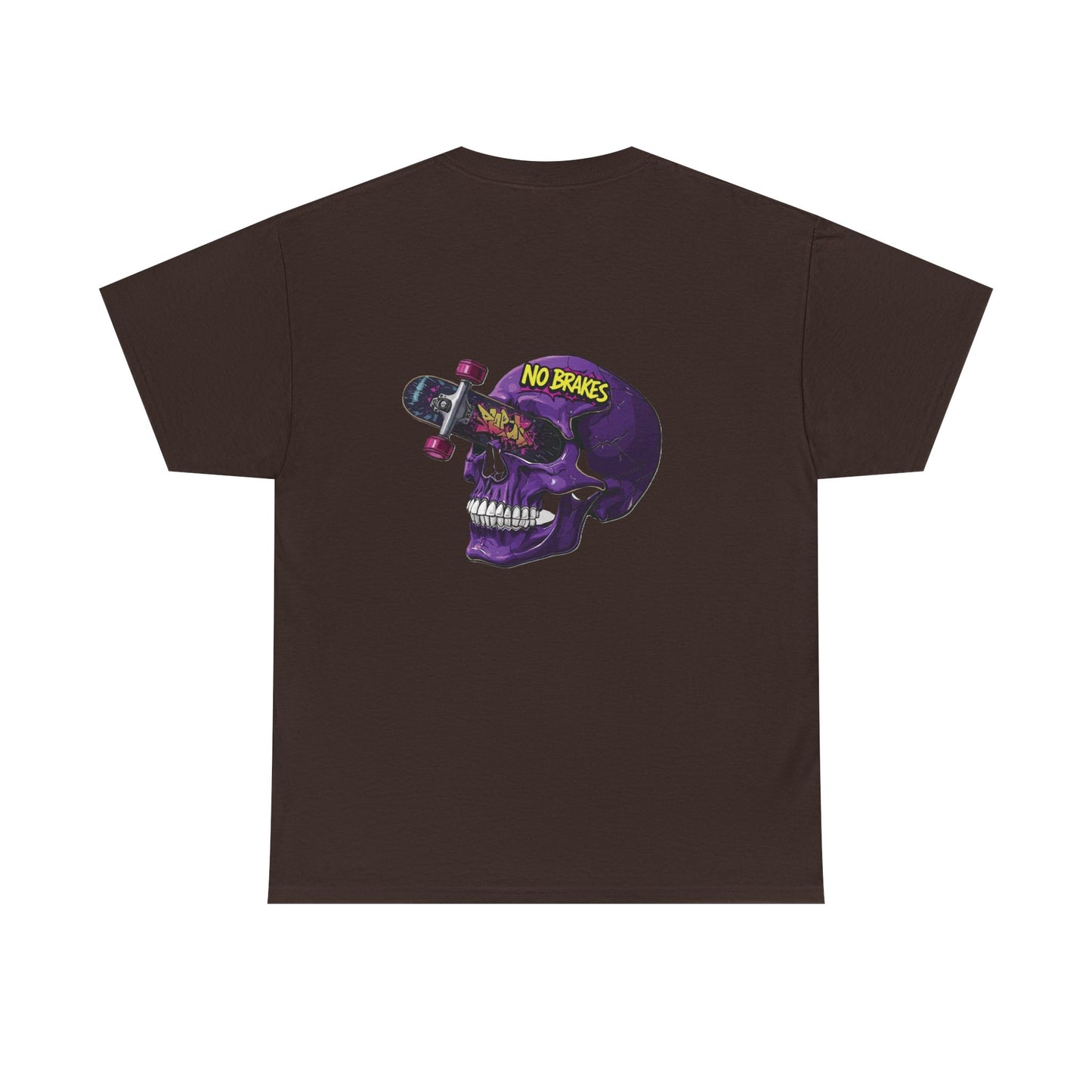 Skull Skateboard Tee — "No Brakes" Graphic Cotton Shirt Printify