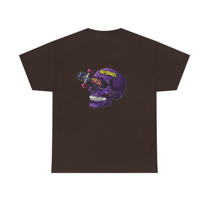 Skull Skateboard Tee — "No Brakes" Graphic Cotton Shirt Printify