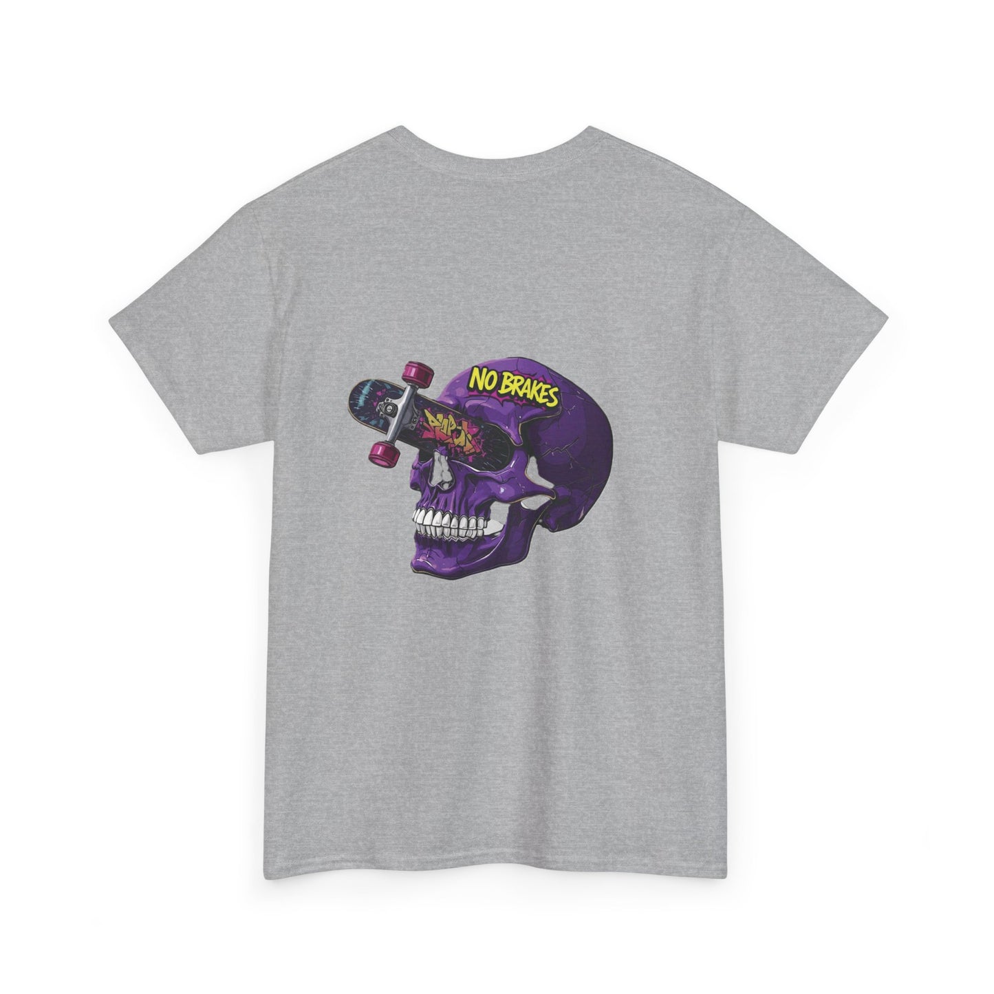 Skull Skateboard Tee — "No Brakes" Graphic Cotton Shirt Printify