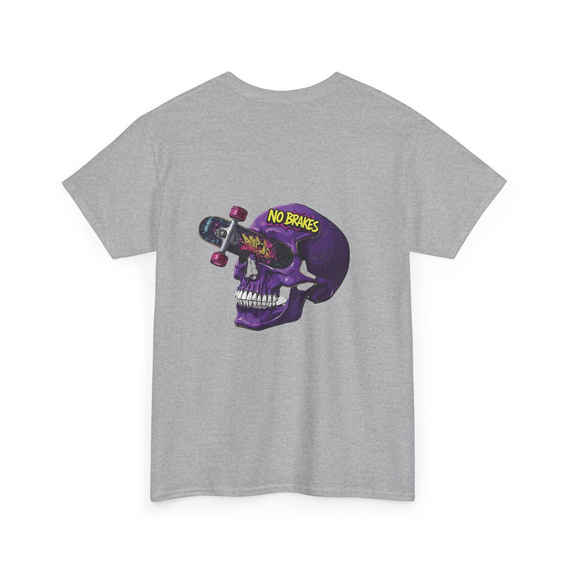 Skull Skateboard Tee — "No Brakes" Graphic Cotton Shirt Printify