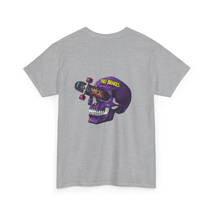 Skull Skateboard Tee — "No Brakes" Graphic Cotton Shirt Printify