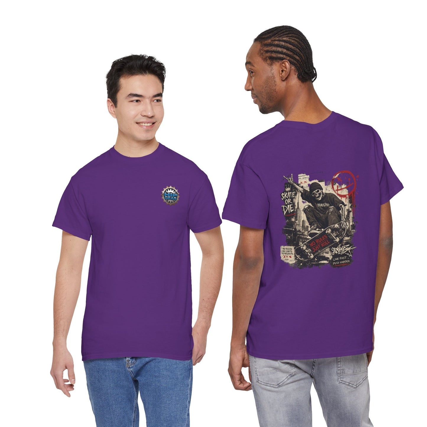 Grim Reaper Skateboard Graphic Tee – Vintage Punk Skate Shirt Printify