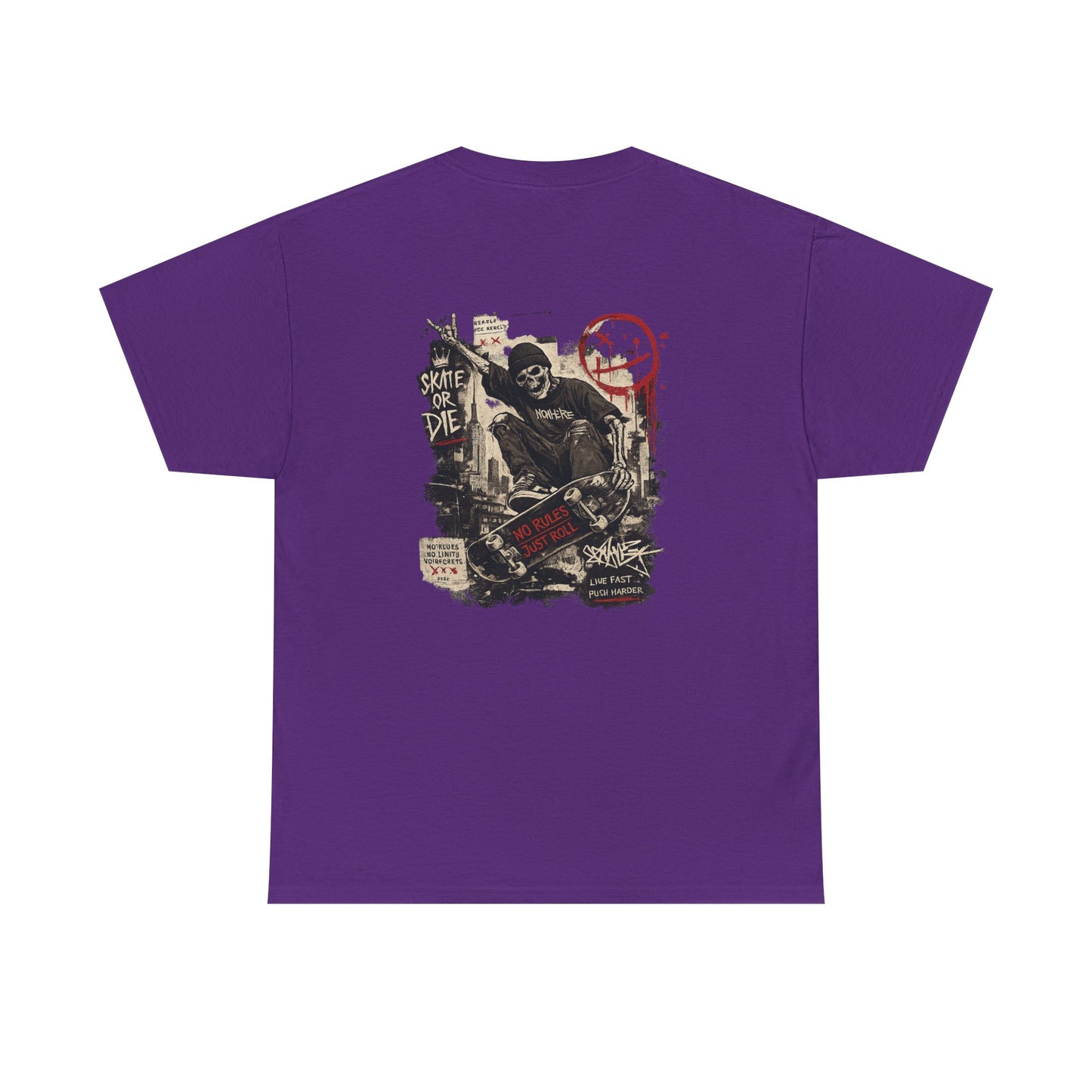 Grim Reaper Skateboard Graphic Tee – Vintage Punk Skate Shirt Printify