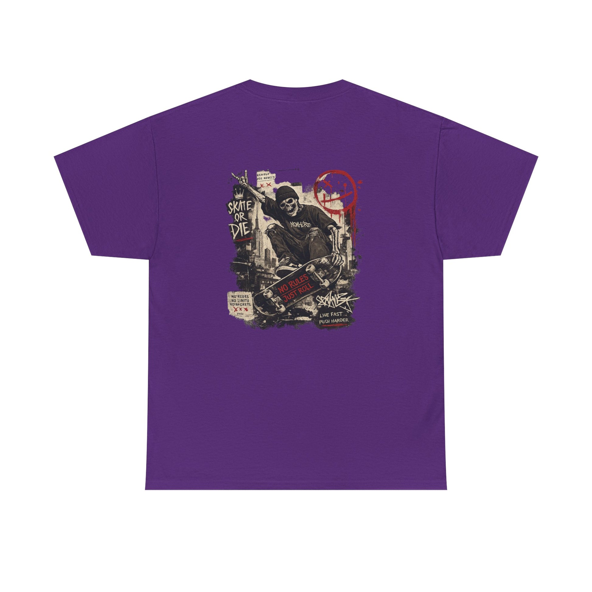 Grim Reaper Skateboard Graphic Tee – Vintage Punk Skate Shirt Printify