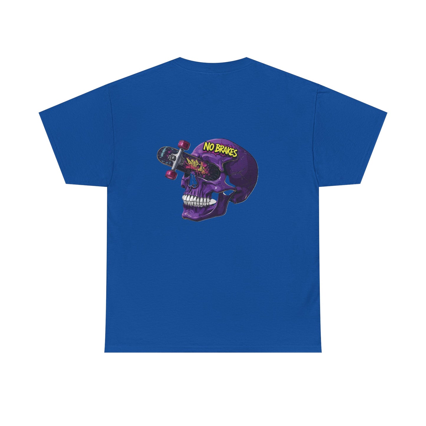 Skull Skateboard Tee — "No Brakes" Graphic Cotton Shirt Printify
