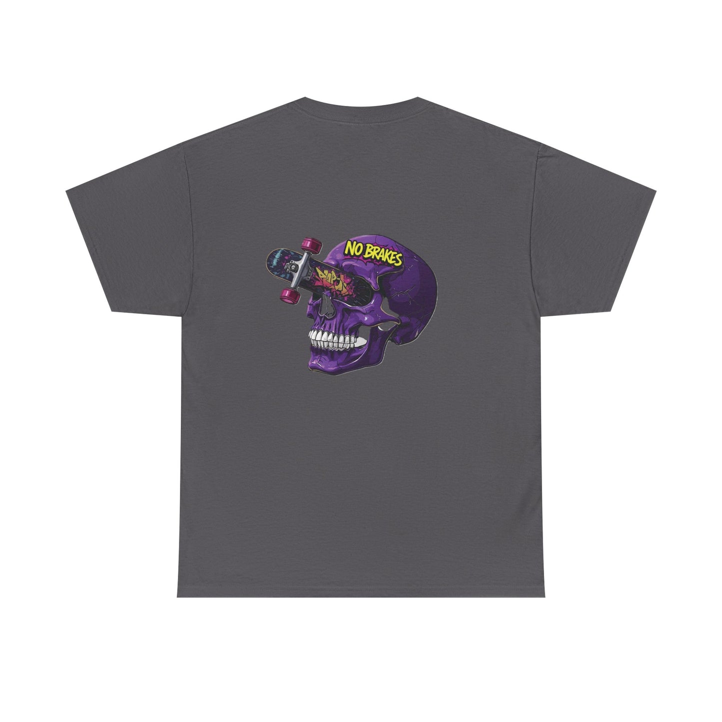Skull Skateboard Tee — "No Brakes" Graphic Cotton Shirt Printify