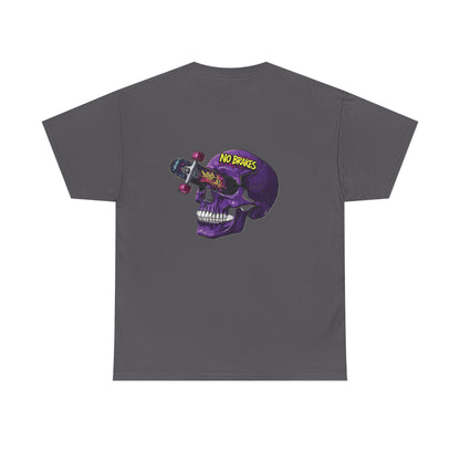 Skull Skateboard Tee — "No Brakes" Graphic Cotton Shirt Printify