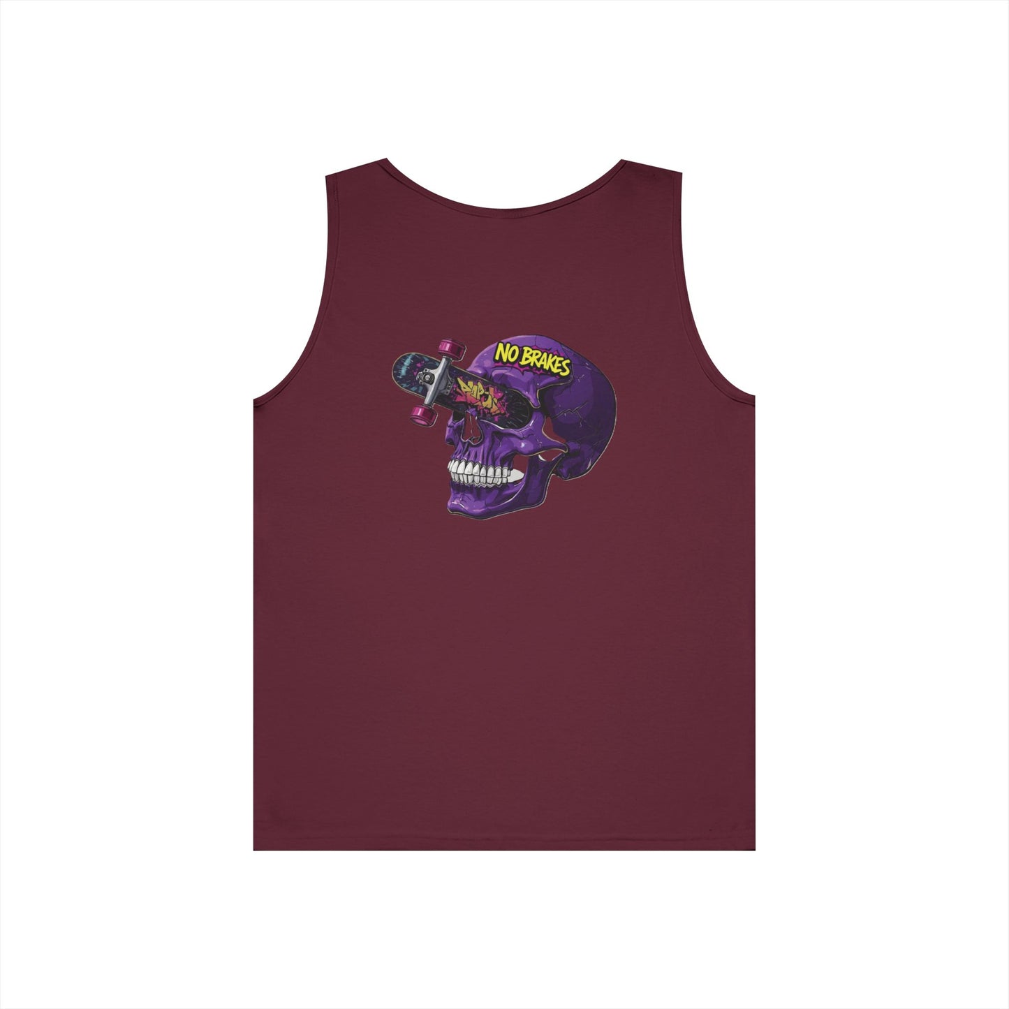 Skate Skull Tank Top – "No Brakes" Graphic Sleeveless Tee Printify