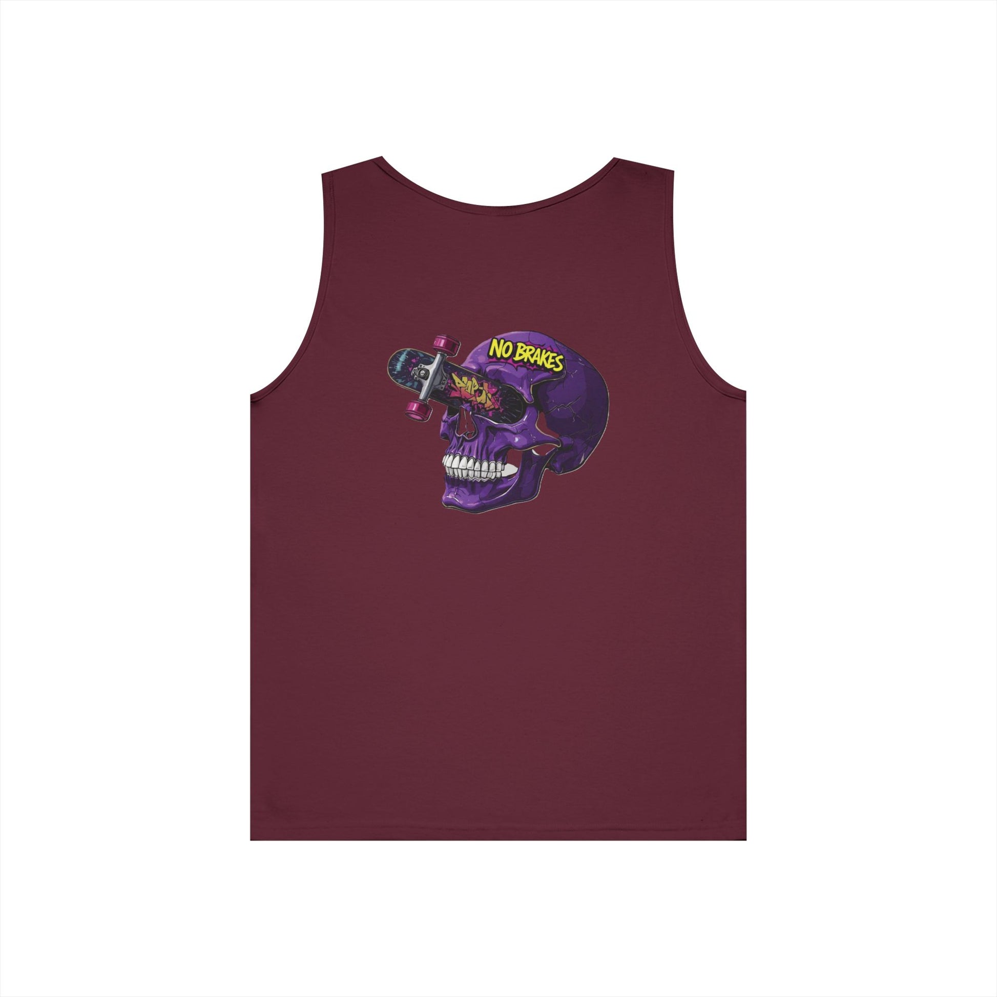 Skate Skull Tank Top – "No Brakes" Graphic Sleeveless Tee Printify