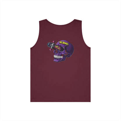 Skate Skull Tank Top – "No Brakes" Graphic Sleeveless Tee Printify