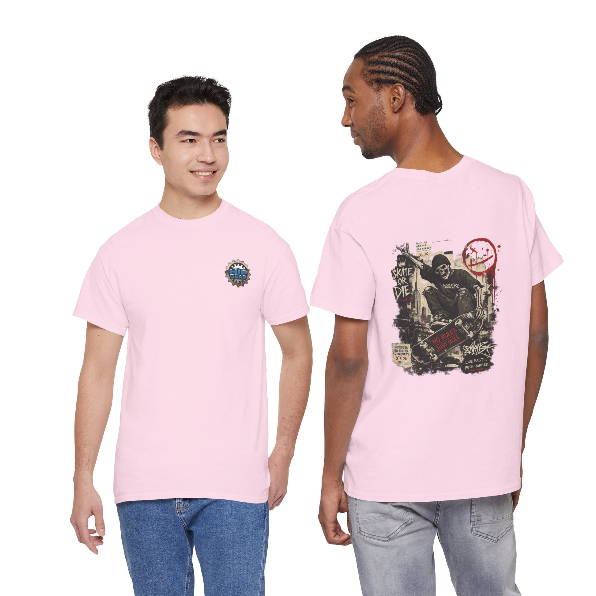 Grim Reaper Skateboard Graphic Tee – Vintage Punk Skate Shirt Printify