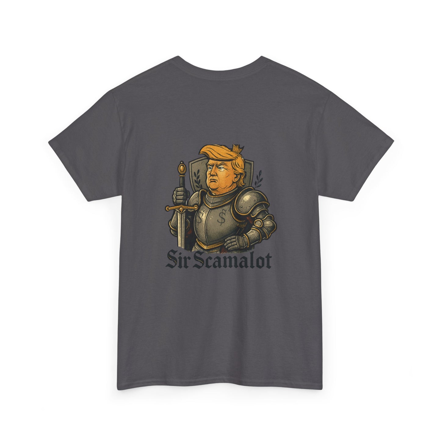 T-Shirt — "Sir Scamalot" Knight Satire Graphic Tee Printify