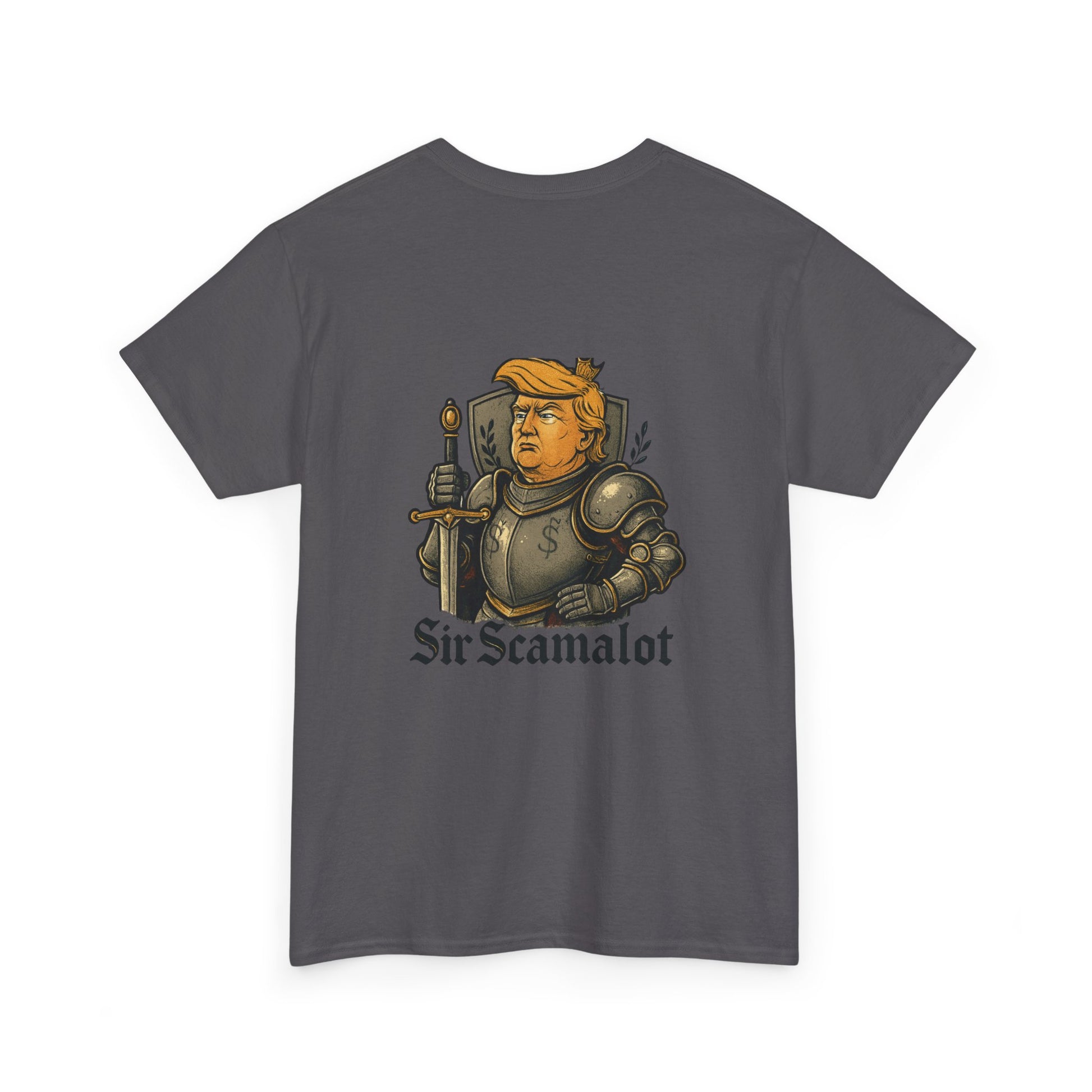 T-Shirt — "Sir Scamalot" Knight Satire Graphic Tee Printify