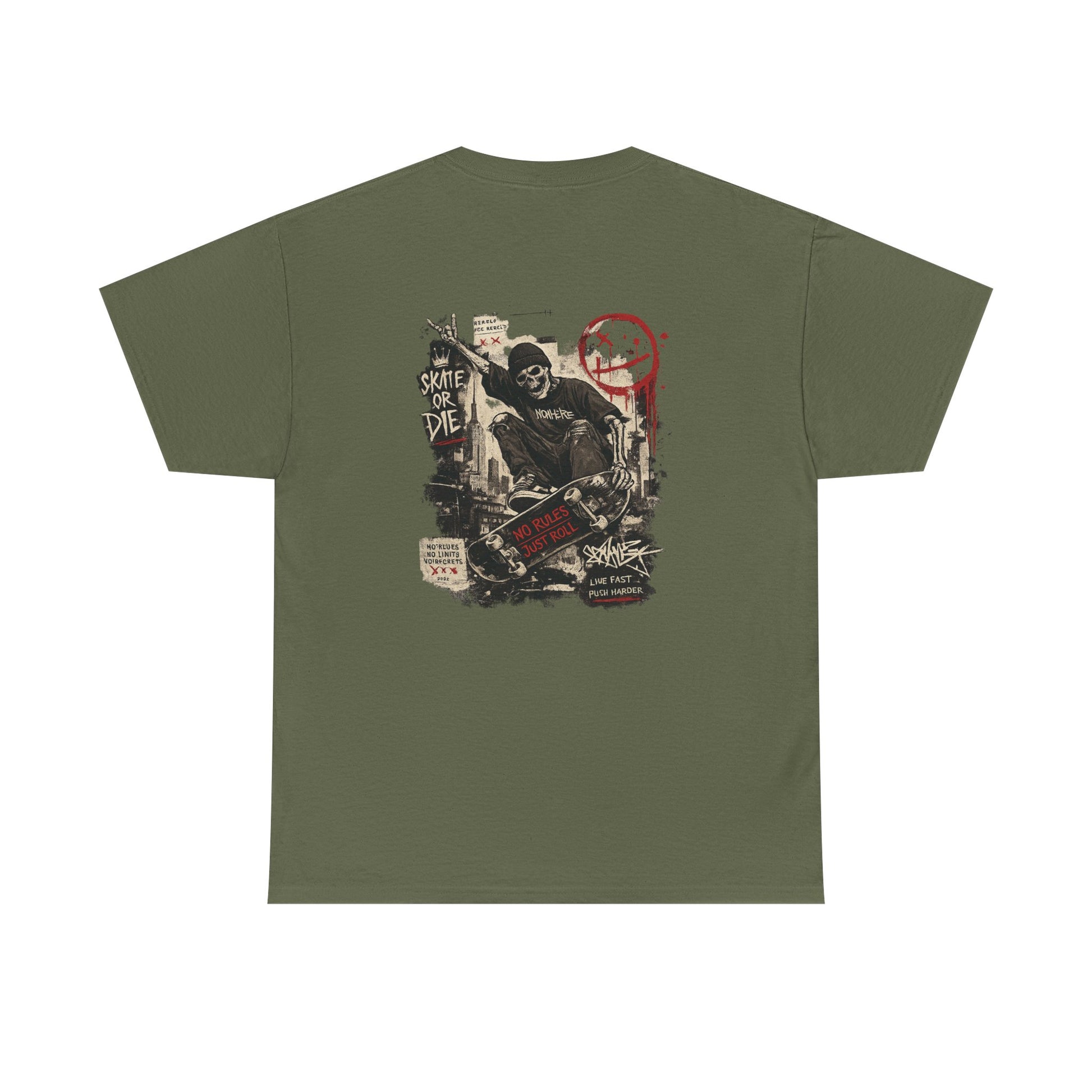 Grim Reaper Skateboard Graphic Tee – Vintage Punk Skate Shirt Printify