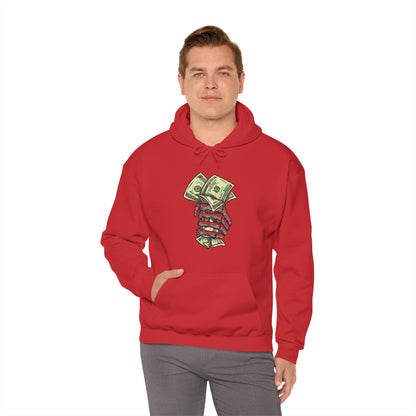 Custom Designed Heavy Blend™ Hooded Sweatshirt Skeletal Hand Gripping Stack of 100's front Printify