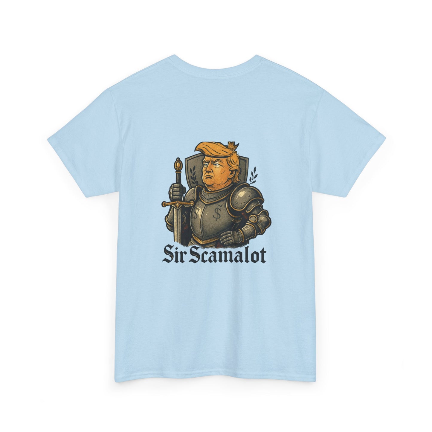 T-Shirt — "Sir Scamalot" Knight Satire Graphic Tee Printify