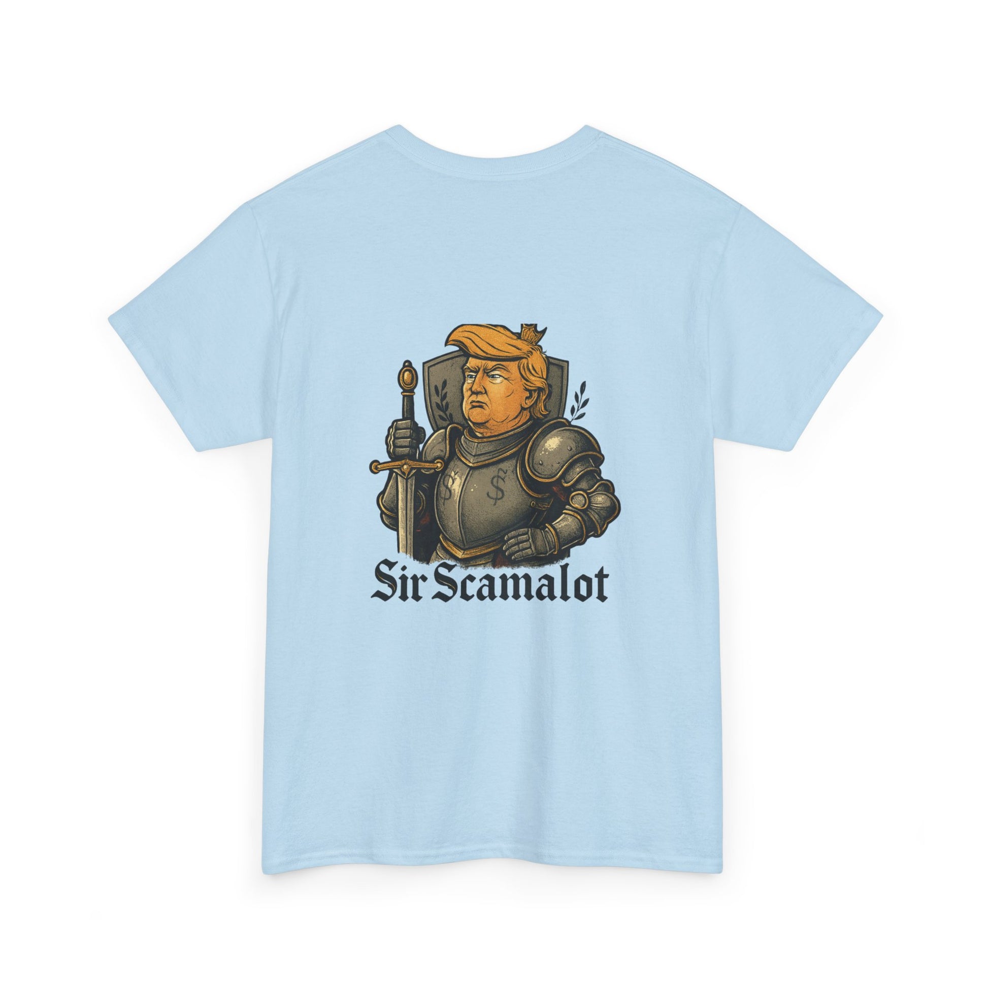 T-Shirt — "Sir Scamalot" Knight Satire Graphic Tee Printify