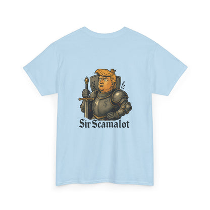 T-Shirt — "Sir Scamalot" Knight Satire Graphic Tee Printify