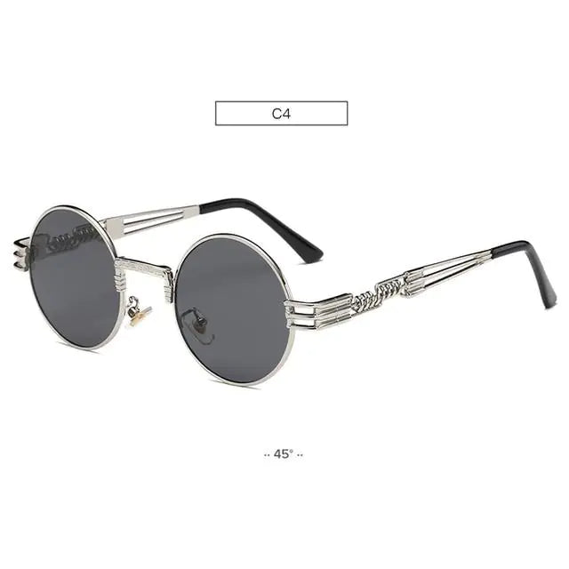 Spring Leg Round Frame Sunglasses - Metal Sunglasses