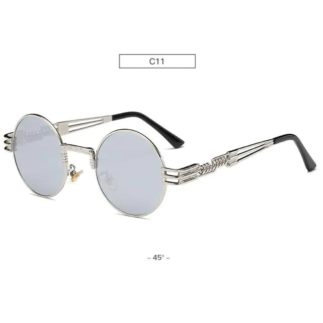 Spring Leg Round Frame Sunglasses - Metal Sunglasses