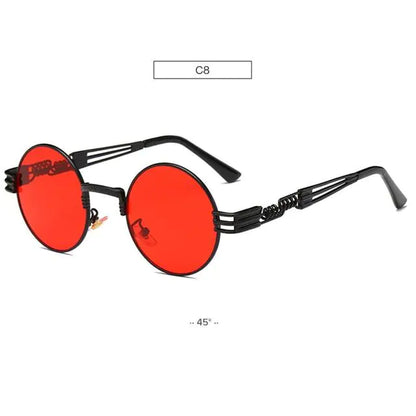 Spring Leg Round Frame Sunglasses - Metal Sunglasses
