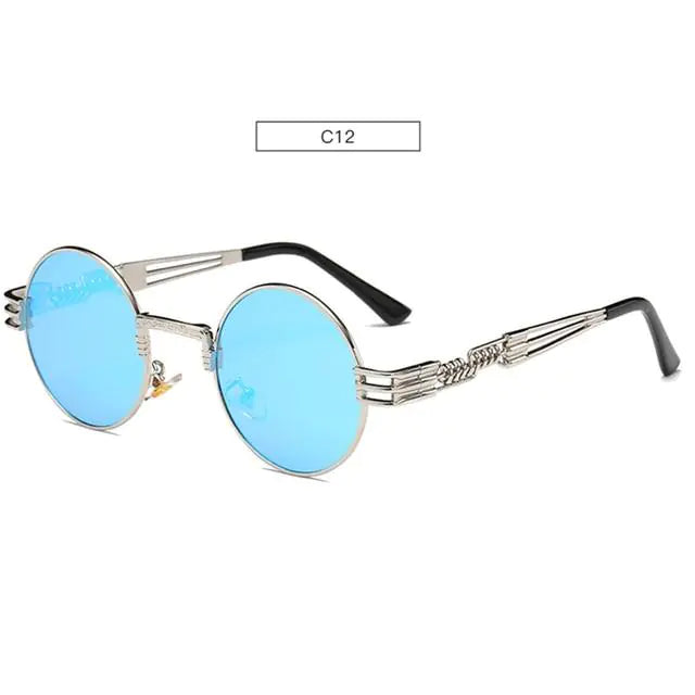 Spring Leg Round Frame Sunglasses - Metal Sunglasses