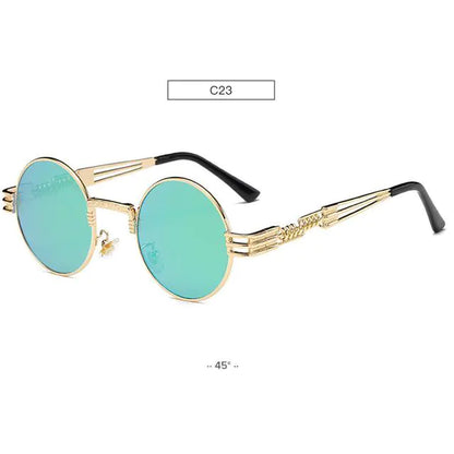 Spring Leg Round Frame Sunglasses - Metal Sunglasses