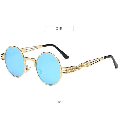 Spring Leg Round Frame Sunglasses - Metal Sunglasses