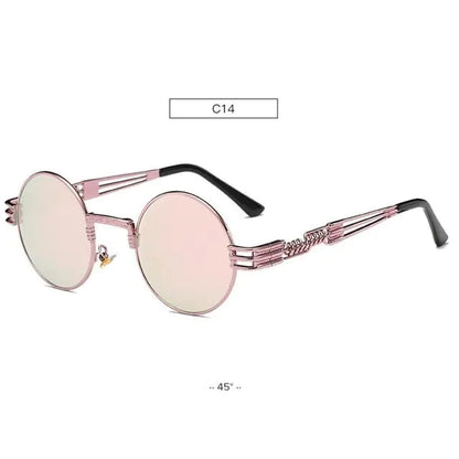 Spring Leg Round Frame Sunglasses - Metal Sunglasses