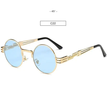 Spring Leg Round Frame Sunglasses - Metal Sunglasses