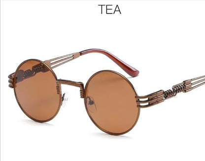 Spring Leg Round Frame Sunglasses - Metal Sunglasses